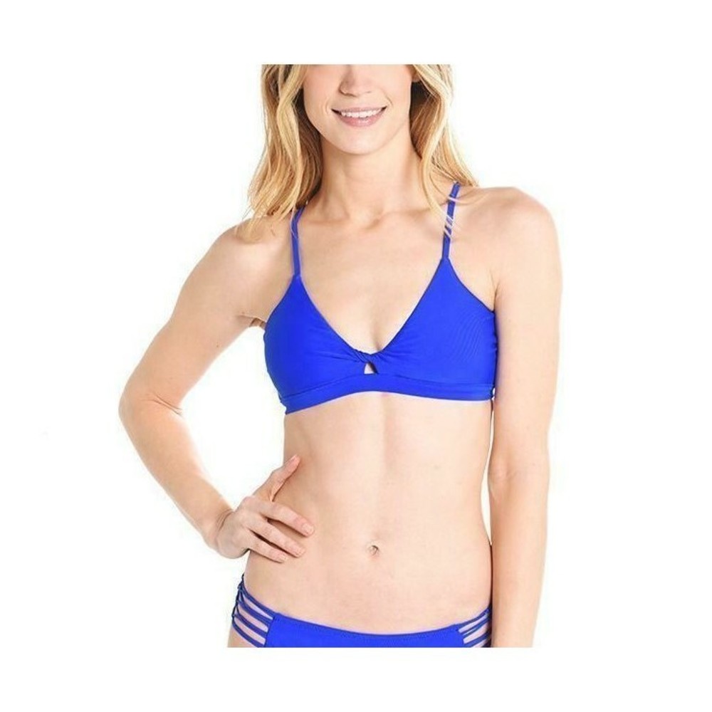 Raisins Twist Front Macrame Swimwear Bikini Top Navy Blue Small Size